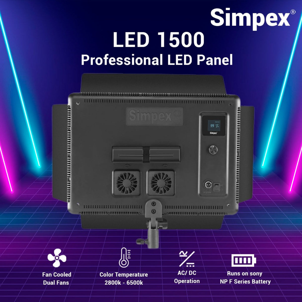 Simpex LED 1500 Bi Color Professional LED Video Light Panel with Magne ...