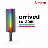 Simpex LS-300R Portable Handheld RGB LED Light stick with Grid, Diffuser & Barn Door Comes with a 5200mAh Built in Battery Pack