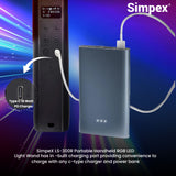 Simpex LS-300R Portable Handheld RGB LED Light stick with Grid, Diffuser & Barn Door Comes with a 5200mAh Built in Battery Pack