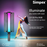 Simpex LS 120R rgb light stick, portable handheld stick with in built battery and creative music mode for professional filming.