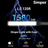 Simpex LS 120R rgb light stick, portable handheld stick with in built battery and creative music mode for professional filming.