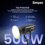 Simpex M-500 BI, High-Performance Continuous LED Light With 500W Power Output Perfectly designed for Professionals