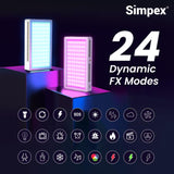 Simpex M-50R pocket RGB video light, 50W power output with LCD Display, RGB mode, CCT mode, FX mode with in-built 6700mAh battery