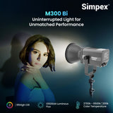Simpex M 300bi, 300w continuous light with LCD display that comes with 18 cm reflector and infrared remote control ideal for video shoot