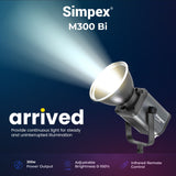 Simpex M 300bi, 300w continuous light with LCD display that comes with 18 cm reflector and infrared remote control ideal for video shoot