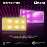 Simpex RGB-200 Portable RGB LED 20W(max) Video Light with 5400mAh in-Built Battery | 97+ CRI | 14 Preset Effects | Multi Scene Lightening | Color Temperature & Brightness Control