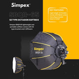 Simpex SBQR-65 (65cm) Lightweight & Portable Soft Box Comes with S2 Type Bracket & 2 Diffuser Sheets | Carrying Case | Compatible with All Flash Speedlights