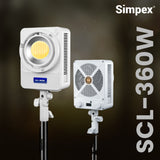 Simpex SCL 360W bi colour continuous LED Light with bowens mount and a unique design fixture commonly used in photography, videography, and studio productions.