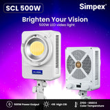 Simpex SCL 500W bi colour continuous LED Light with bowens mount and a unique design fixture commonly used in photography, videography, and studio productions