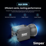 Simpex SLB-200 RGB, Portable RGB Video Light with 200W Power, 2500K-6500K Adjustable Color Temperature, 5000mAh Rechargeable Battery, 24 Light Effects, CRI 95+ Dimmable Lighting for Photography and various other purposes
