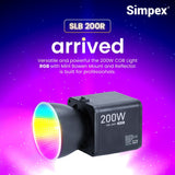 Simpex SLB-200 RGB, Portable RGB Video Light with 200W Power, 2500K-6500K Adjustable Color Temperature, 5000mAh Rechargeable Battery, 24 Light Effects, CRI 95+ Dimmable Lighting for Photography and various other purposes