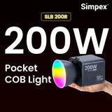 Simpex SLB-200 RGB, Portable RGB Video Light with 200W Power, 2500K-6500K Adjustable Color Temperature, 5000mAh Rechargeable Battery, 24 Light Effects, CRI 95+ Dimmable Lighting for Photography and various other purposes