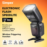 Simpex VT-900 professional flash with in-built trigger, Universal Electronic Flash light for all DSLR Cameras including Canon, Nikon, Sony and Fujifilm Olympus and comes with Standard Hot Shoe Mount (with Trigger)