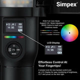 Simpex (LS 500R) handheld RGB light stick with barndoors, dual side lightwand with 5200mAh built-in battery comes with hardcase carry bag.