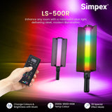 Simpex (LS 500R) handheld RGB light stick with barndoors, dual side lightwand with 5200mAh built-in battery comes with hardcase carry bag.