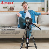 Simpex® M-16 Wireless Microphone System with ANC Noise Reduction, 360° Sound Capture, 100M Range, Upto 12 Hrs Working Time, for DSLR Camera, Android & iOS Smartphones, Seamless Audio Recording