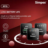Simpex® M-16 Wireless Microphone System with ANC Noise Reduction, 360° Sound Capture, 100M Range, Upto 12 Hrs Working Time, for DSLR Camera, Android & iOS Smartphones, Seamless Audio Recording