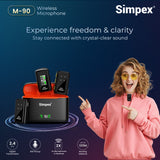 Simpex (M-90) 2-in-1 Wireless Microphone with TFT Card Recording & 360° Sound Capture, 100m Range, 2.4 GHz RF, 9Hrs Run Time, Noise Cancellation, Plug & amp; Play, Compatible with Android, iOS, DSLR