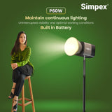 Simpex (P-60W) 60W Bi-Color Continuous LED Light with Reflector & Mini Bowen Mount a Unique Modern Meticulous Design to Cater to The Photographers Aesthetic idea for Professional Photography