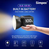 Simpex (SLB-100Bi) 100W Dual color continuous led light with built in battery, comes with reflector and a unique modern design to cater the photographers idea for professional photography.