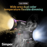 Simpex (SLB-100Bi) 100W Dual color continuous led light with built in battery, comes with reflector and a unique modern design to cater the photographers idea for professional photography.