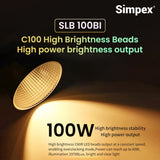 Simpex (SLB-100Bi) 100W Dual color continuous led light with built in battery, comes with reflector and a unique modern design to cater the photographers idea for professional photography.
