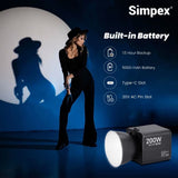 Simpex (SLB-200Bi) 200W Dual color continuous led light with built in battery, comes with reflector and a unique modern design to cater the photographers idea for professional photography