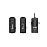 Simpex® (SWM-003) Wireless Microphone & amp; Receiver , 2x Mic System, 2.4GHz Frequency, 4Hr Battery, 20m Range, For all smartphones, Ideal for Voice Recording, & Live Streaming 