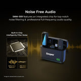 Simpex (SWM-009) 2 in 1 wireless Microphone System with active noise cancellation, 50m wireless range, upto 8 hrs of working time, plug and play, compatible with all the smartphones