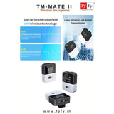 TYFY TM-MATE II WIRELESS MICROPHONE 1+2 , 800mAh rechargeable lithium battery,  360° omnidirectional pickup