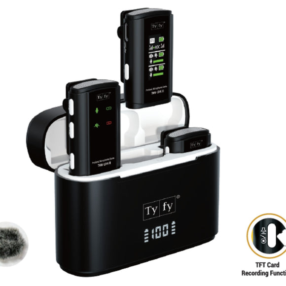 TYFY TMW-LINK III PROSONIC MICROPHONE FOR VIDEO RECORDINGS ,  2.4G transmission , 3.7V/170mAh lithium battery  providing up to 9 hours of battery life