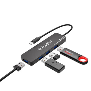 The Welborn Super Speed USB C Hub (4-in-1) is Your Versatile Solution for Expanding The connectivity of Your Laptop, MacBook, PC and More