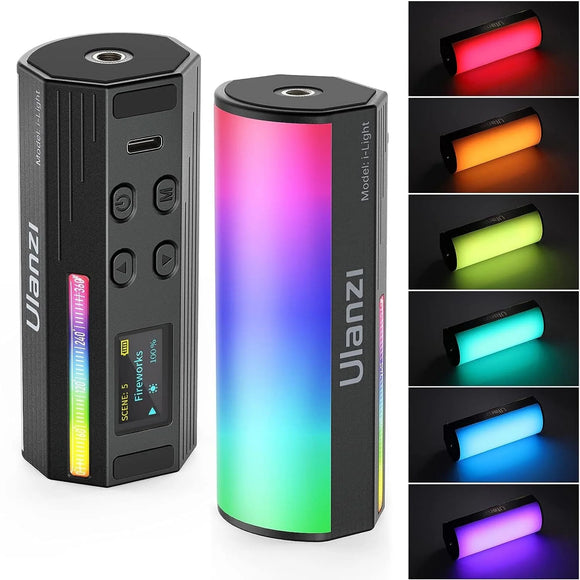 HIFFIN ULANZI Handheld Light Wand, 360° RGB LED Video Light, 2000mAh Rechargeable Mini Light Stick, 2500-9000K Dimmable Camera Light