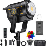 Godox VL150II LED Video Light, 90 000 Lux 165W LED Continous Light, Daylight 5600k CRI 96+ TLCI 96+, DC or V-Port Lithium Battery Power Supplied, 8 FX Effects APP Control Compatible with Bowens Mount