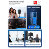 TYFY VL VO2 MICROPHONE VIDEOLIGHT , Built-in 4500mAh Li-ion, Adjustable 3000K-6500K , Max. 600 lumens making video shooting more accessible and effective.