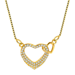 Cowboy fashion Valentine Couple Heart Love 18K Gold Pendant Chain Necklace Women