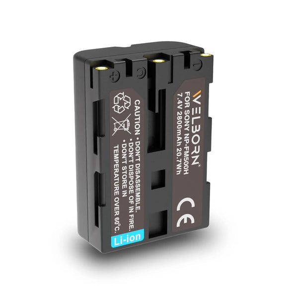 WELBORN NP-FM500 Battery for Sony Alpha A58 A57 A77V A77II A350 A450 A850 Alpha a99 II CLM-V55 Camera (1900mAh)
