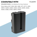 WELBORN NP-FM500 Battery for Sony Alpha A58 A57 A77V A77II A350 A450 A850 Alpha a99 II CLM-V55 Camera (1900mAh)