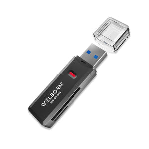 Welborn High Speed USB 3.0 Card Reader Micro SD/T-Flash, SD Slot- SD Card/SDHC/SDXC Compatiable with Laptop, Desktop and More