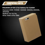 Welborn LPE10 Camera Battery (2200 mAh) with USB C Charging for Canon Digital Cameras - Canon 1200D, Canon 1300D, Canon EOS 1500D & Also Fits with 1100D 1200D 3000D Rebel T3 T5 T6