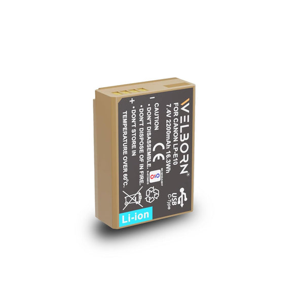 Welborn LPE10 Camera Battery (2200 mAh) with USB C Charging for Canon Digital Cameras - Canon 1200D, Canon 1300D, Canon EOS 1500D & Also Fits with 1100D 1200D 3000D Rebel T3 T5 T6