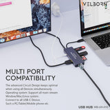Welborn USB C Hub Dock 9-in-1 Aluminium Type-C Adapter with 4K HDMI, Ethernet 1000mbps Port, 3 USB 3.0, USB-C Power Delivery, 3.5mm Audio only, Micro SD/SD Card Reader, Mac & Windows USB-C Devices