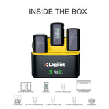 Digitek® (DWM 107) 2-in-1 Wireless Microphone with TFT Card Recording & 360° Sound Capture, 60m Range, 2.4 GHz RF, 9Hrs Run Time, Noise Cancellation, Plug & Play, Compatible with Android, iOS, DSLR