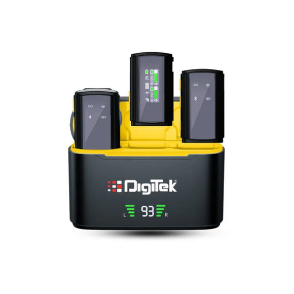 Digitek® (DWM 107) 2-in-1 Wireless Microphone with TFT Card Recording & 360° Sound Capture, 60m Range, 2.4 GHz RF, 9Hrs Run Time, Noise Cancellation, Plug & Play, Compatible with Android, iOS, DSLR