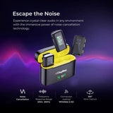 Digitek® (DWM 107) 2-in-1 Wireless Microphone with TFT Card Recording & 360° Sound Capture, 60m Range, 2.4 GHz RF, 9Hrs Run Time, Noise Cancellation, Plug & Play, Compatible with Android, iOS, DSLR