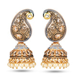 Cowboy Fashion Traditional Golden Plated Alloy & Danglers Agate Jhumka Earring For Girls Women's
