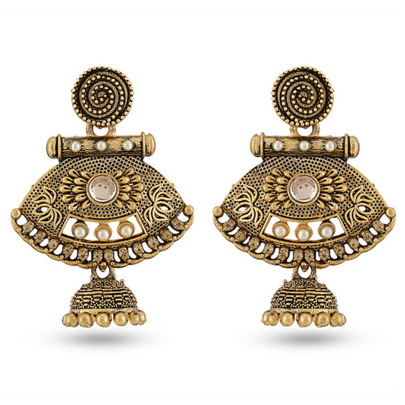 Cowboy Fashion Traditional Gold Plated Zinc Drops & Danglers Agate Earring For Girls Women