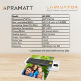 Apramatt Automatic Multi Purpose 15 MM Roller Metal Body All In One  A3 A4 A5 A6 Lamination Machine Hot & Cold Documents ID Proofs Photos Certificate Etc. Laminator