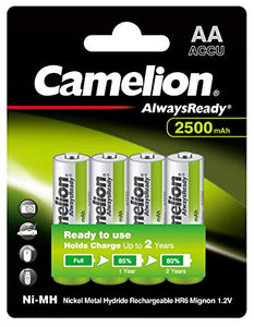 Always Ready Camelion NH-AA 2500 AR Rechargeable Battery (Piece of 4)