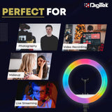 Digitek 18 inches RGB Led Ringlight 46 cm Ideal For Makeup, Live Stream, Youtube, Photo & Video Shoot Etc...